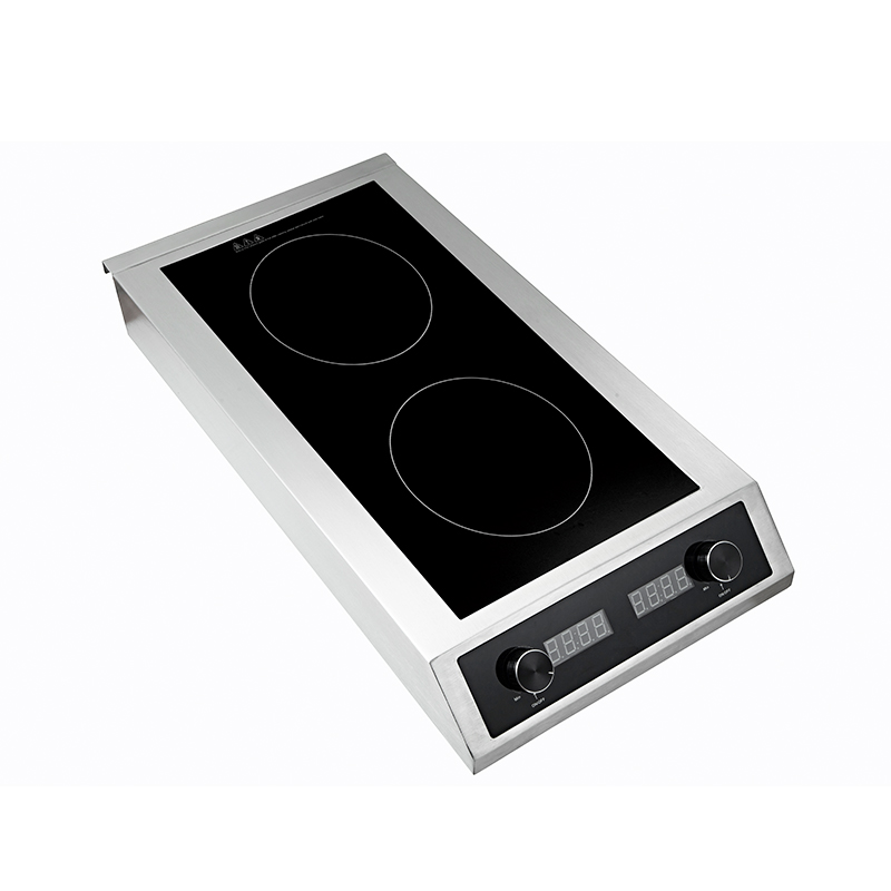 Estufa de inducción de doble quemador de 3500W+3500W, superficie de cocción portátil resistente al calor, acero inoxidable de grado comercial con certificación completa Pro Chef Professional, AM-CD201
